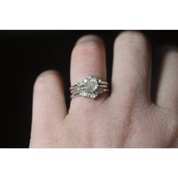 Engagement rings set, raw diamond ring, raw stone ring, alternative enga… - Picture 4 of 5